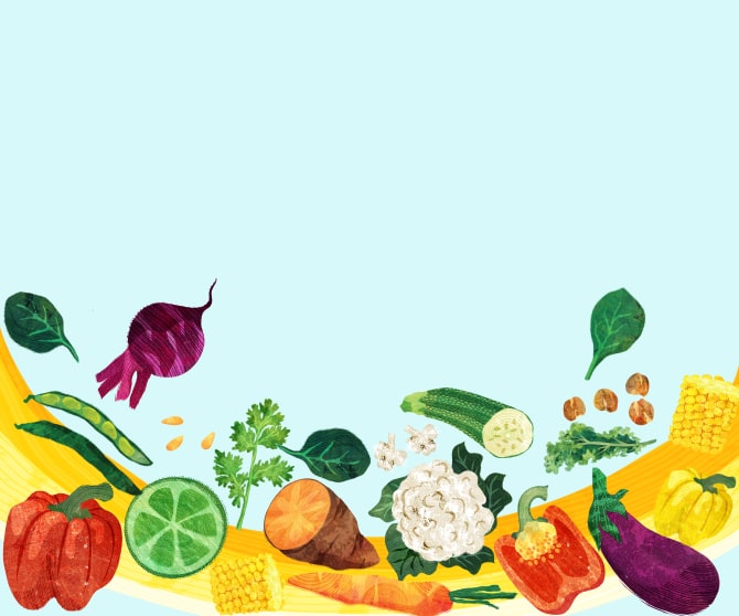 Colorful vegetables illustration by a top UX/UI agency in London.