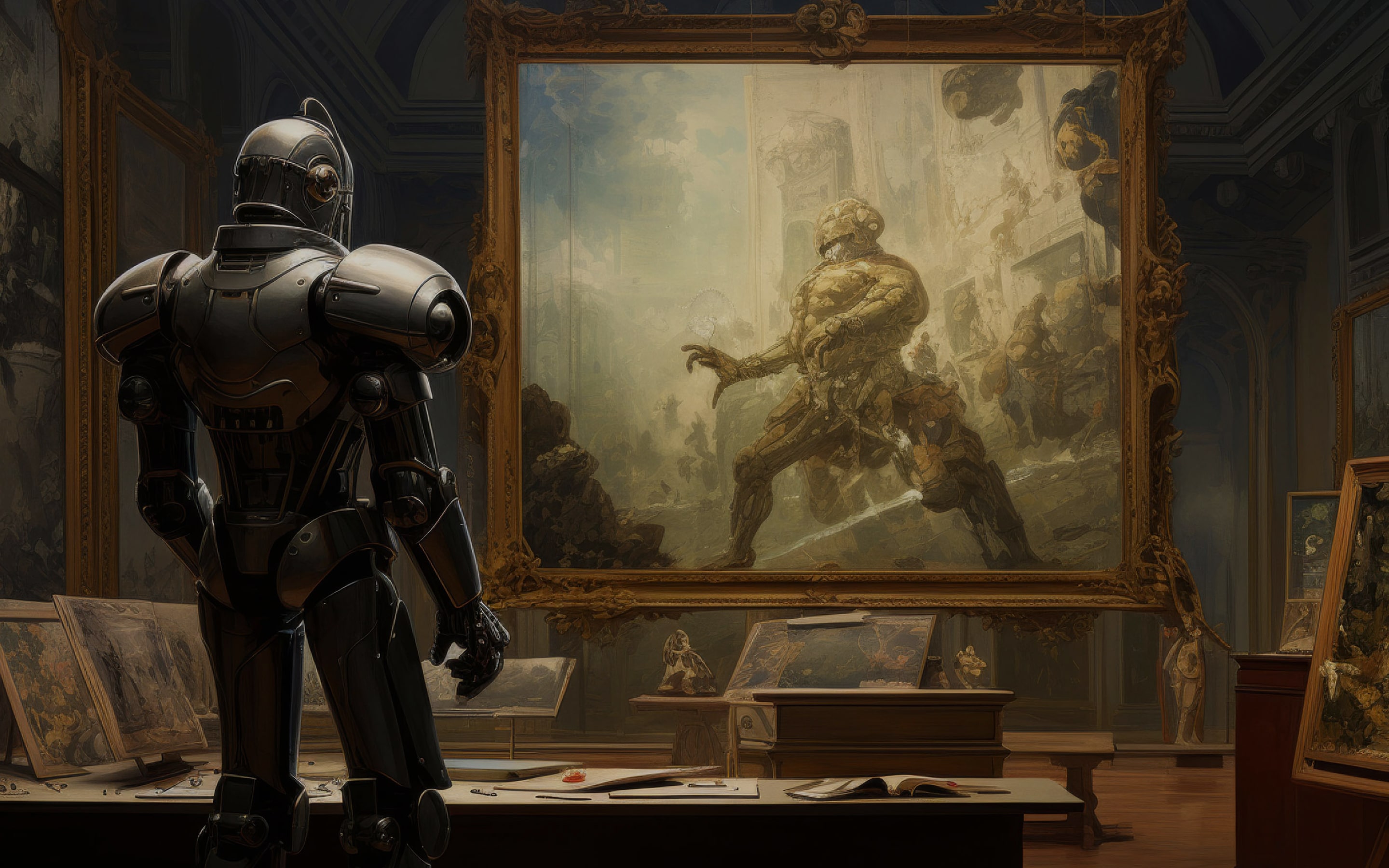 Best award-winning website agencies UK showcasing futuristic art in a gallery setting.